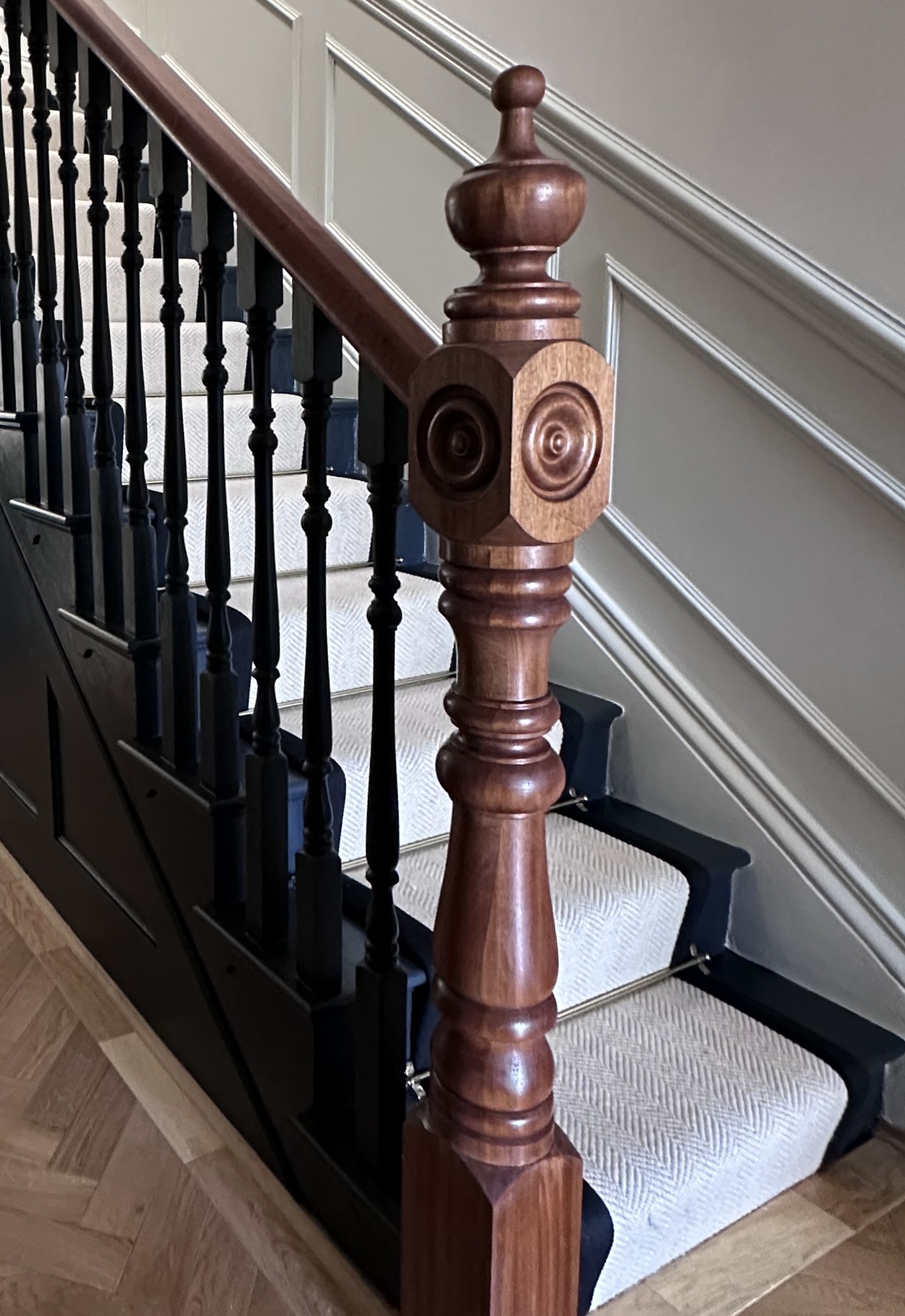 Sapele feature newel